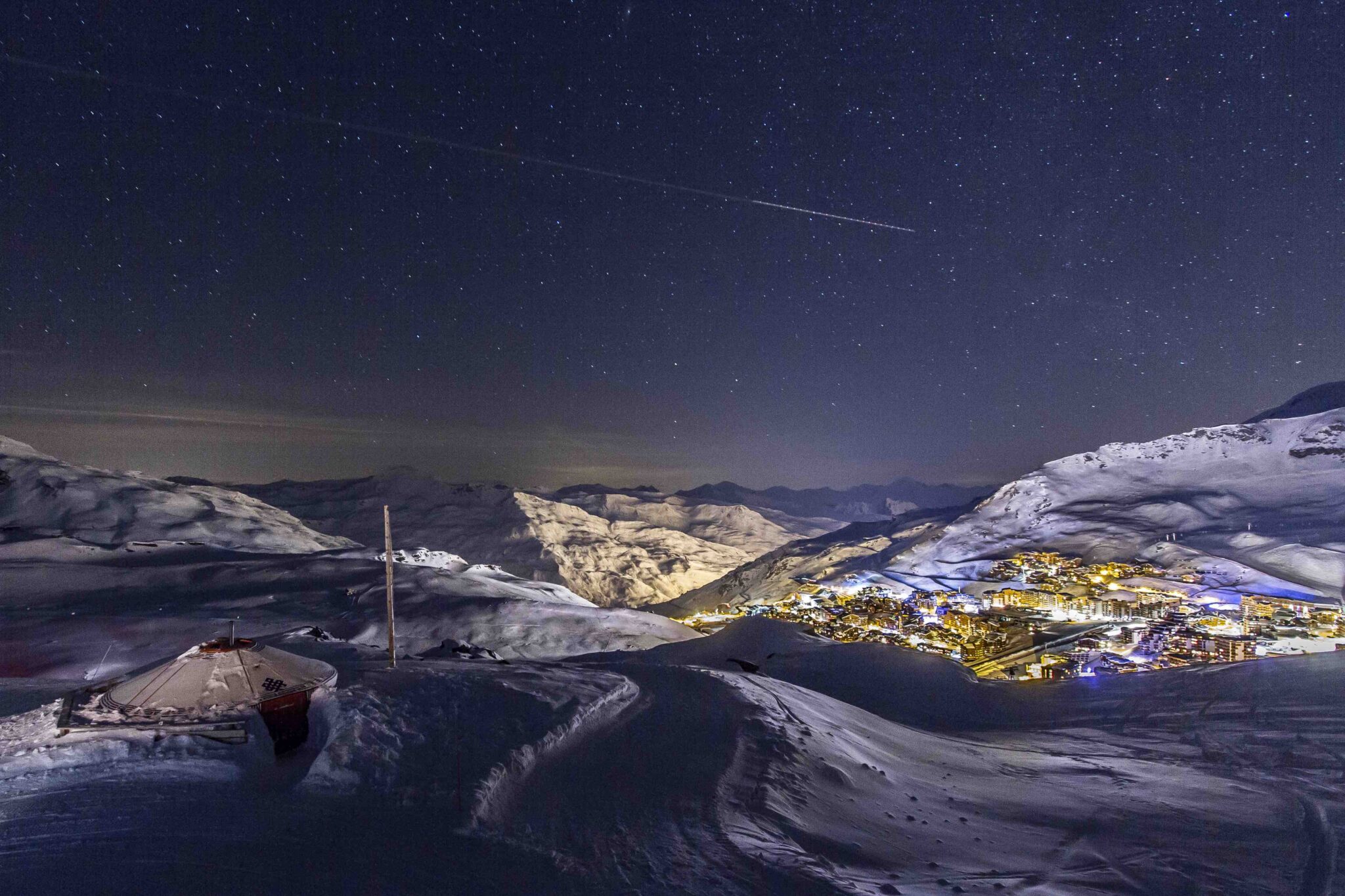 Why Val Thorens: the resort lit up at night